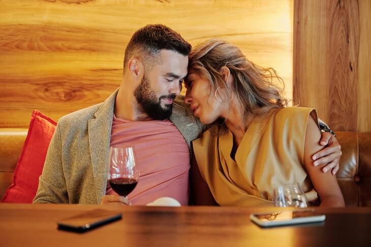 Couple Drinking in a Restaurant
