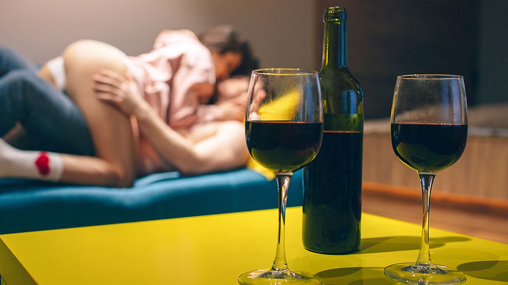 drunk sex couple on the sofa